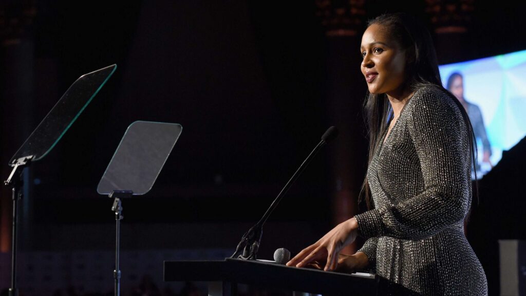 |||||Maya Moore - Photo Credit: The Undefeated|From left to right: Maya Moore, Michael G. Rubin and Clinton Yates - Photo Credit: The Undefeated